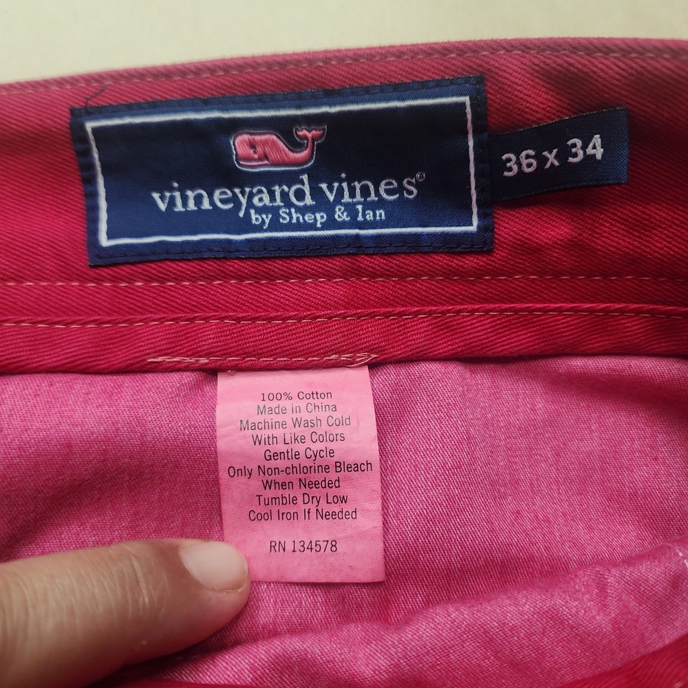 Vineyard Vines Mens Club Pant Pink Cotton Twill Straight Leg Chino 36x34 golfing - Picture 7 of 10